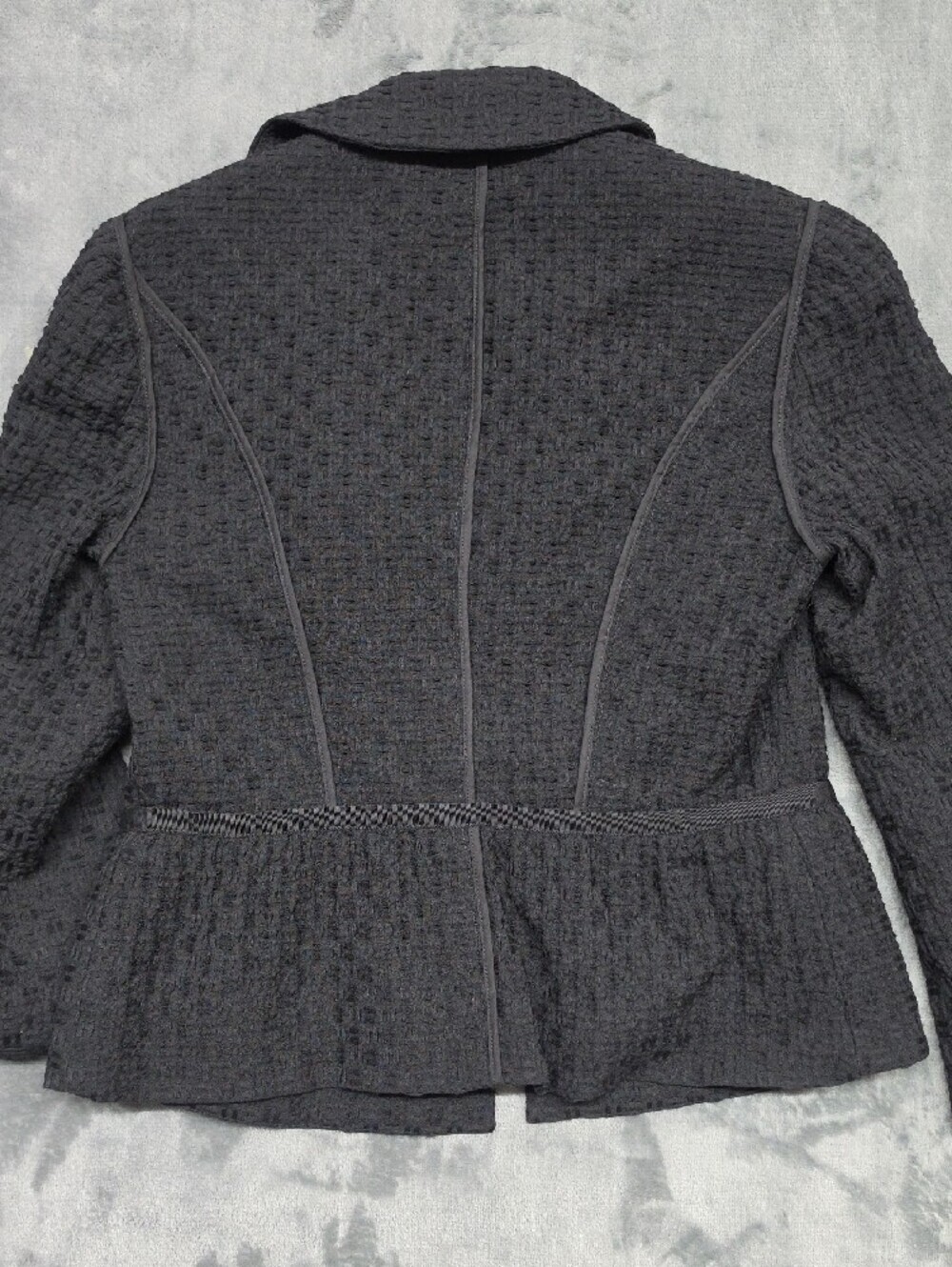 LOFT Black Ruffle Front Textured Blazer Sz 4 - Picture 7 of 7